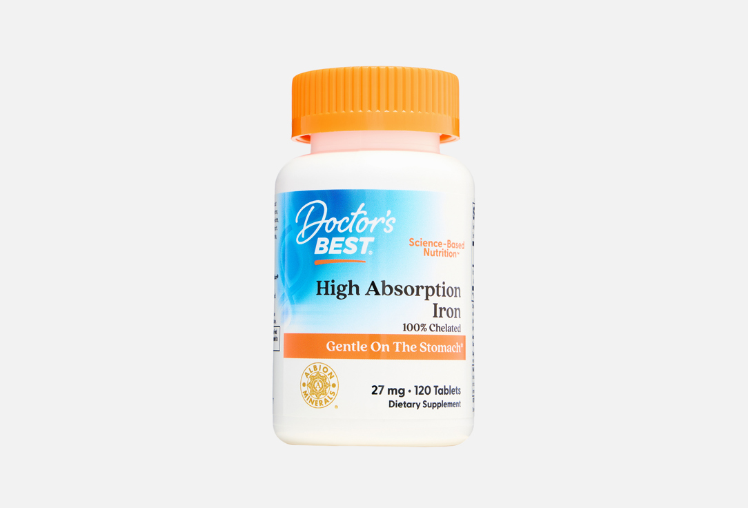 Железо DOCTORS BEST, High absorption iron 27 мг 120 шт
Железо DOCTORS BEST, High absorption iron 27 мг 120 шт