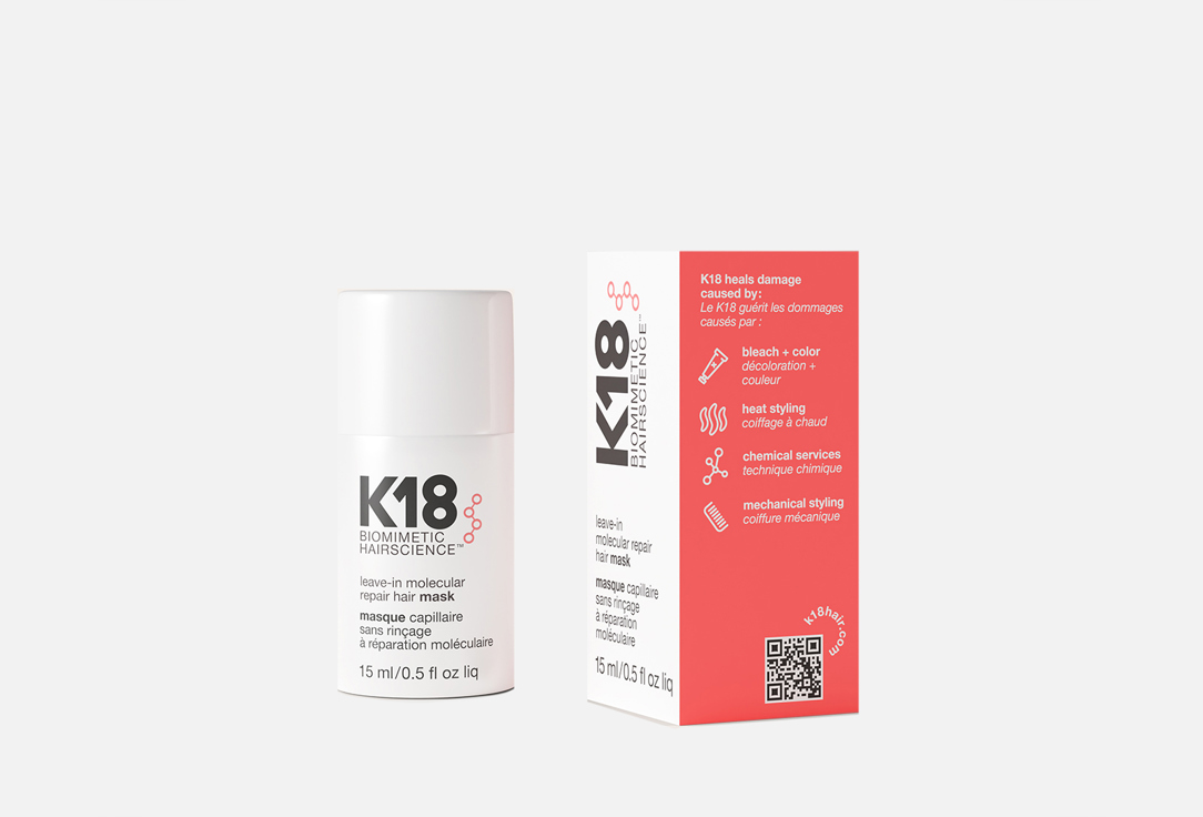 Несмываемая маска для молекулярного восстановления волос K18, Leave-in molecular repair hair mask 15 мл
Несмываемая маска для молекулярного восстановления волос K18, Leave-in molecular repair hair mask 15 мл