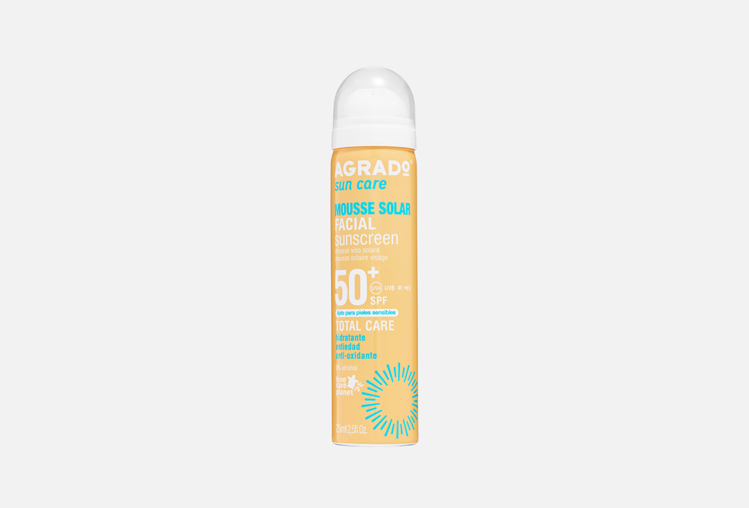 Солнцезащитный мусс для лица SPF 50+ AGRADO, Facial sunscreen mousse 75 мл
Солнцезащитный мусс для лица SPF 50+ AGRADO, Facial sunscreen mousse 75 мл