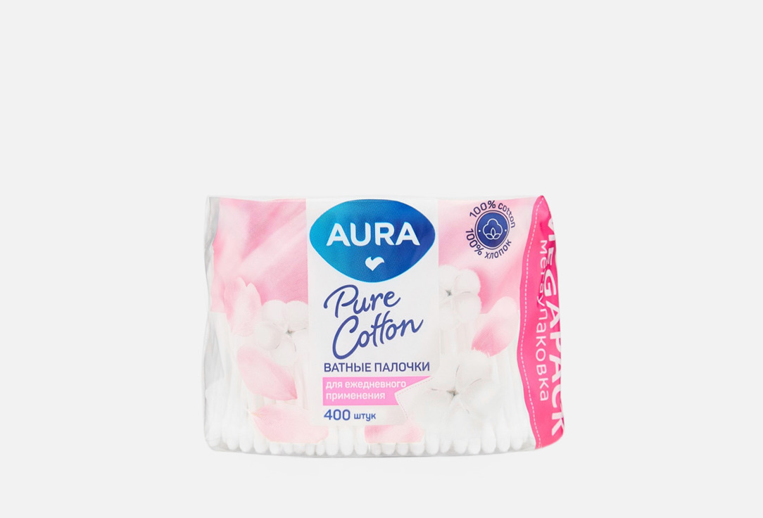Ватные палочки AURA, Хлопковые 400 шт
Ватные палочки AURA, Хлопковые 400 шт