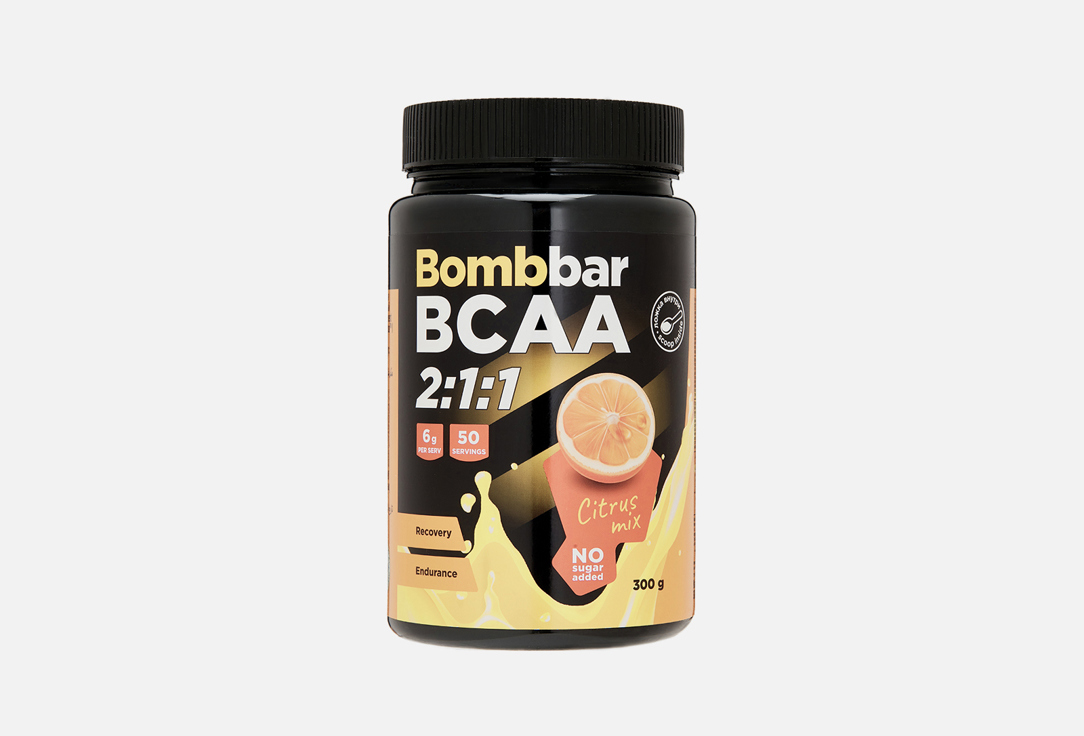 BCAA 2:1:1 BOMBBAR, Цитрусовый микс 300 г
BCAA 2:1:1 BOMBBAR, Цитрусовый микс 300 г