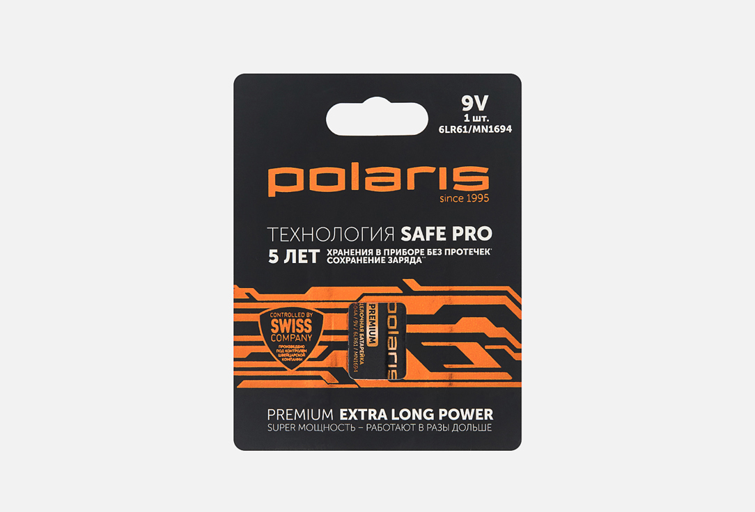 Щелочные батарейки POLARIS, PB 9V Premium black 1 шт
Щелочные батарейки POLARIS, PB 9V Premium black 1 шт
