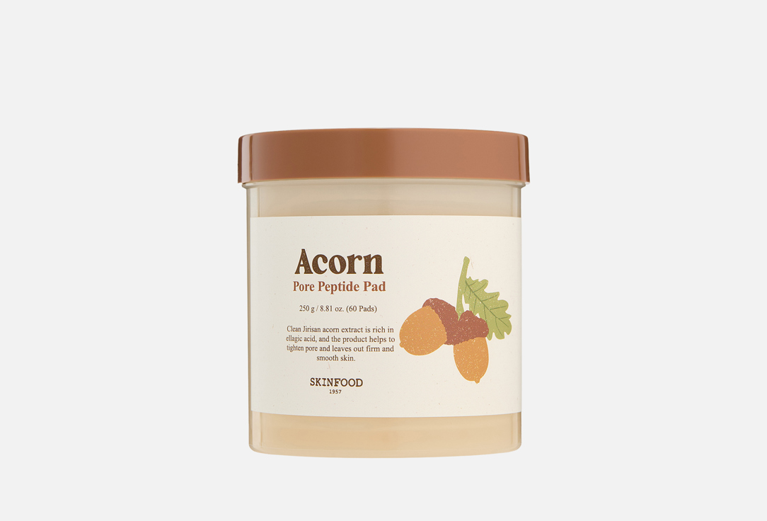Диски для лица SKINFOOD, Acorn Pore Peptide 60 шт
Диски для лица SKINFOOD, Acorn Pore Peptide 60 шт