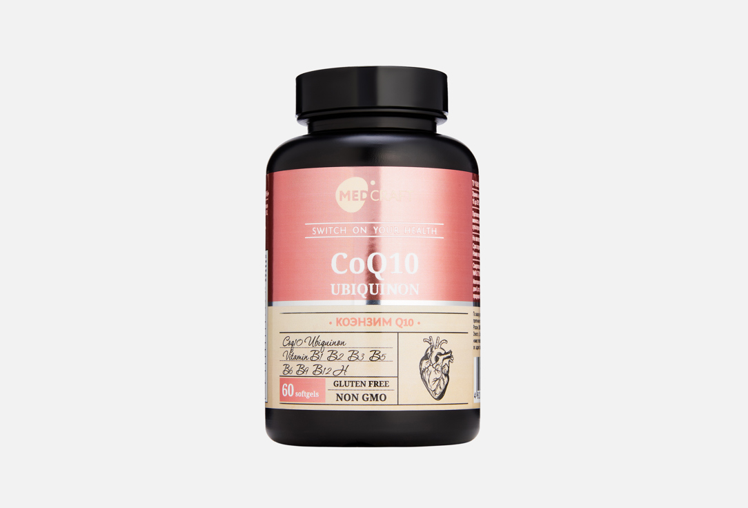 БАД для поддержки сердечно-сосудистой системы MEDCRAFT, Коэнзим q10 и витамины группы B в капсулах 60 шт
БАД для поддержки сердечно-сосудистой системы MEDCRAFT, Коэнзим q10 и витамины группы B в капсулах 60 шт