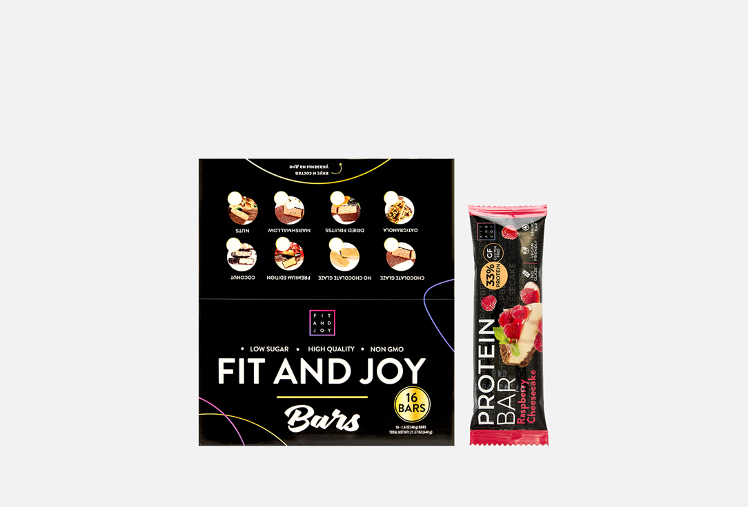 набор протеиновых батончиков FIT AND JOY, Малиновый чизкейк 16 шт
набор протеиновых батончиков FIT AND JOY, Малиновый чизкейк 16 шт