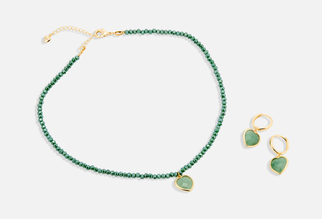 Набор украшений: колье и серьги 19.STONE, Из зеленого агата и стекла 3 шт
Набор украшений: колье и серьги 19.STONE, Из зеленого агата и стекла 3 шт