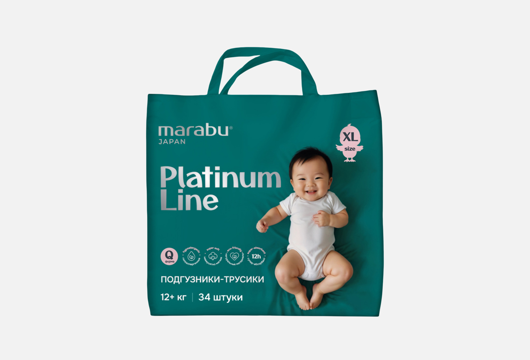 Трусики-подгузники MARABU, Platinum line, xl, 12+ кг 34 шт
Трусики-подгузники MARABU, Platinum line, xl, 12+ кг 34 шт