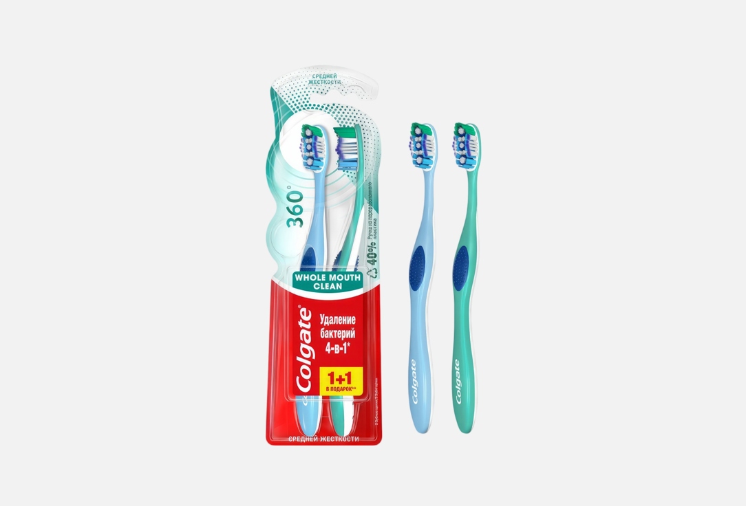 Изображение товара Набор зубных щеток средней жесткости Colgate 360º Суперчистота всей полости рта