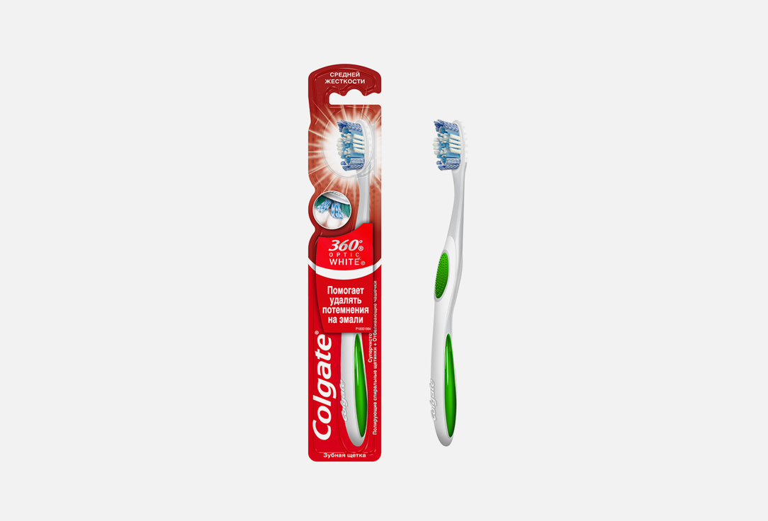colgate toothpaste optic white charcoal 75 ml Зубная щетка средней жесткости COLGATE 360 Optic White 1 шт