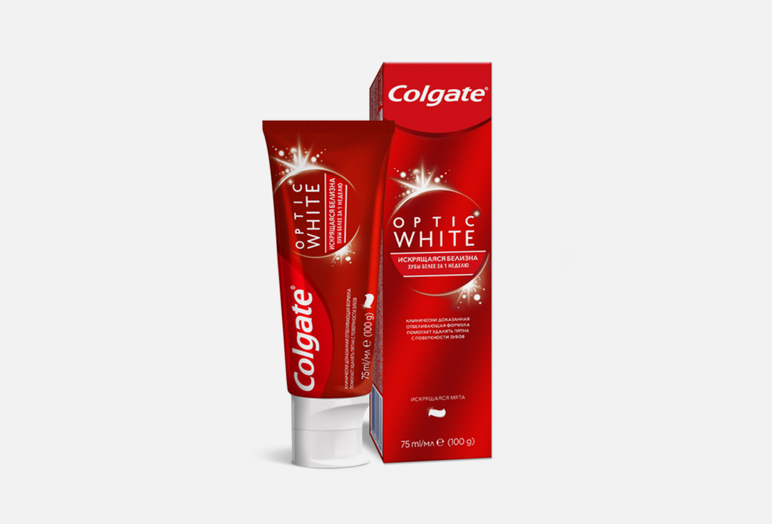 colgate toothpaste optic white charcoal 75 ml Отбеливающая зубная паста COLGATE Optic White 1 шт