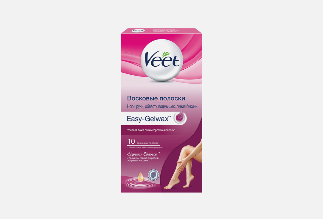 

Полоски восковые 10 штук VEET, Роза и Эфирные масла 10 шт