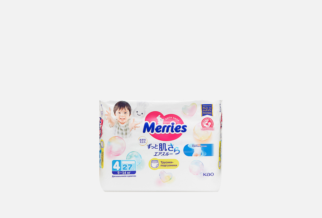 Изображение товара Подгузники-трусики для детей Merries size L, 9-14 kg
