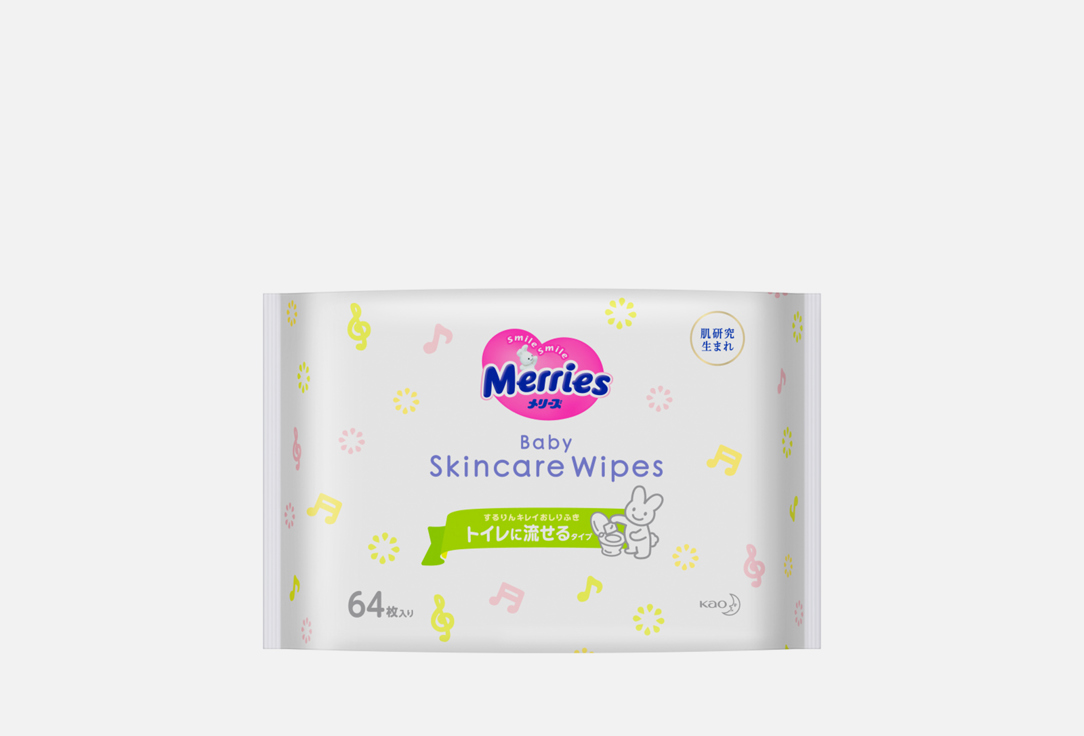 Влажные салфетки для детей MERRIES Skincare Wipes 64 шт салфетки влажные johnson s baby нежная забота 64шт