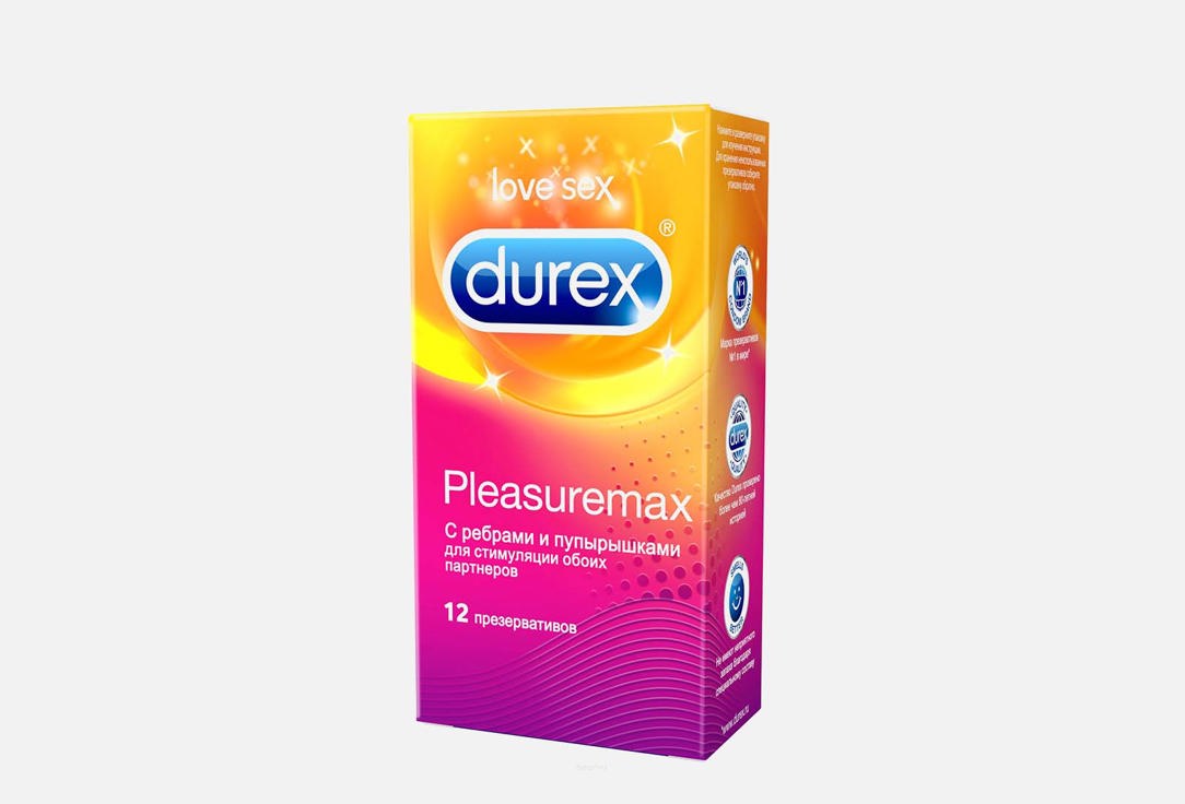 Презервативы,12 шт Durex Pleasuremax 