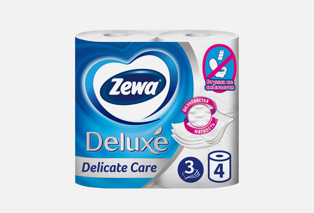 туалетная бумага zewa deluxe Туалетная бумага, 3 слоя ZEWA Deluxe Белая 4 шт