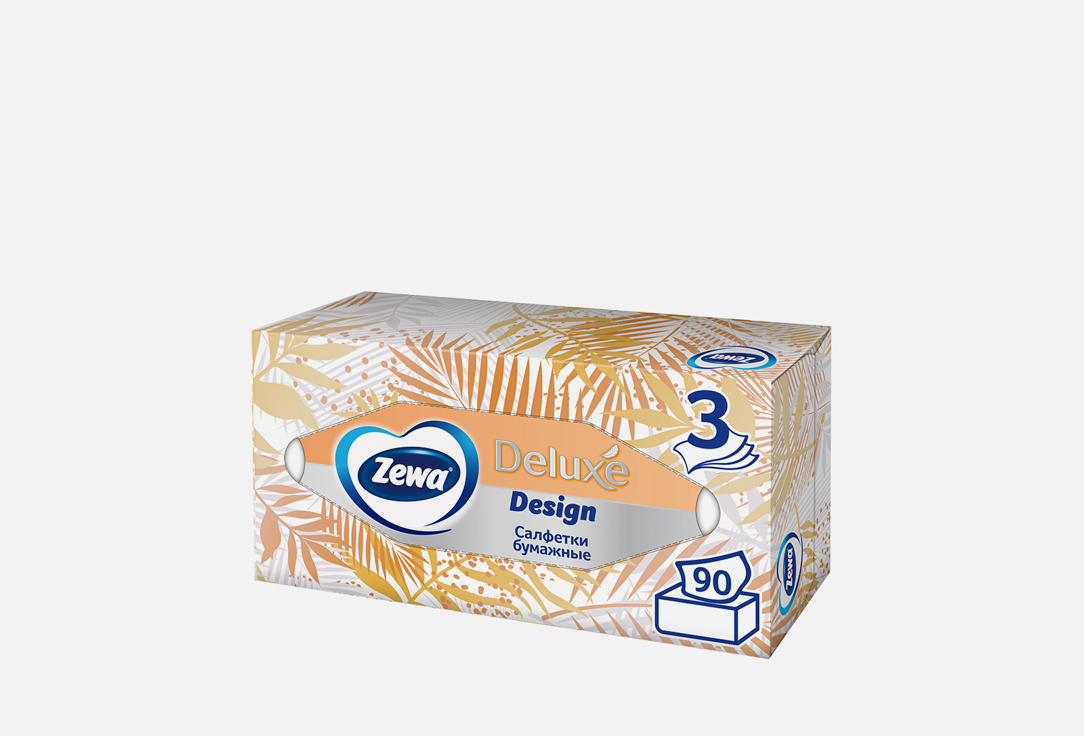 Изображение товара Бумажные косметические салфетки Zewa Deluxe Design 96 рублей Франция