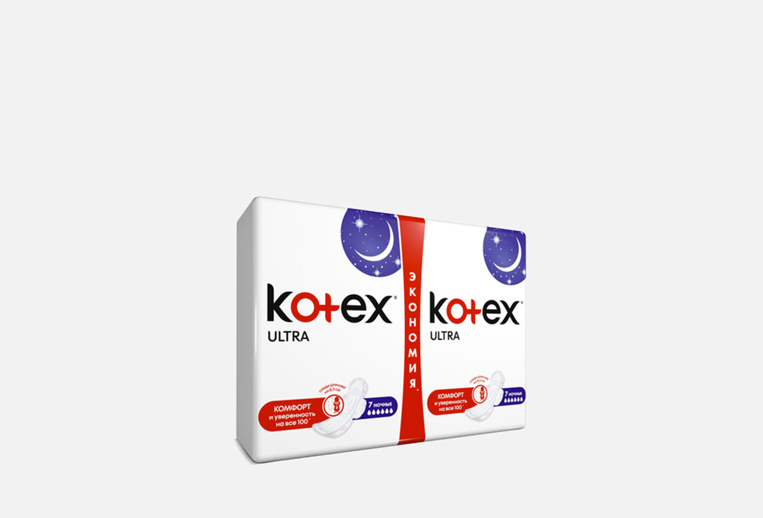 Прокладки KOTEX Ultra Dry Night Duo 14 шт kotex ultra night прокладки 14 шт