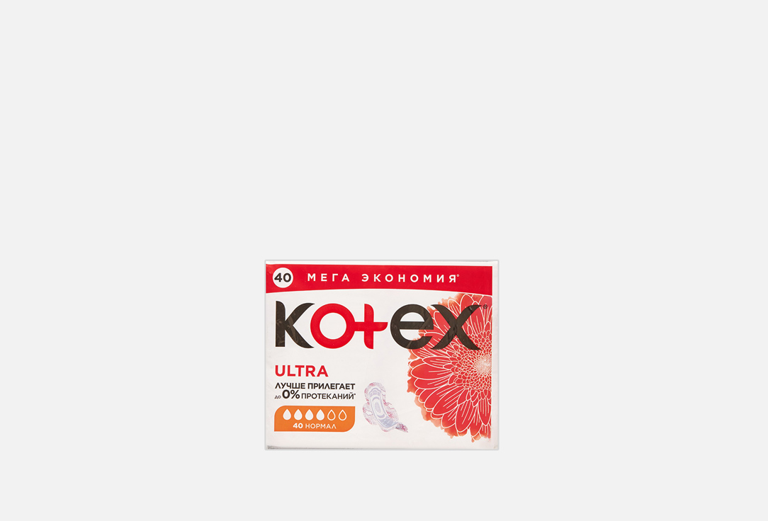 Гигиенические прокладки KOTEX Ultra Normal 40 40 шт kotex прокладки ультратонкие kotex young нормал 10 шт
