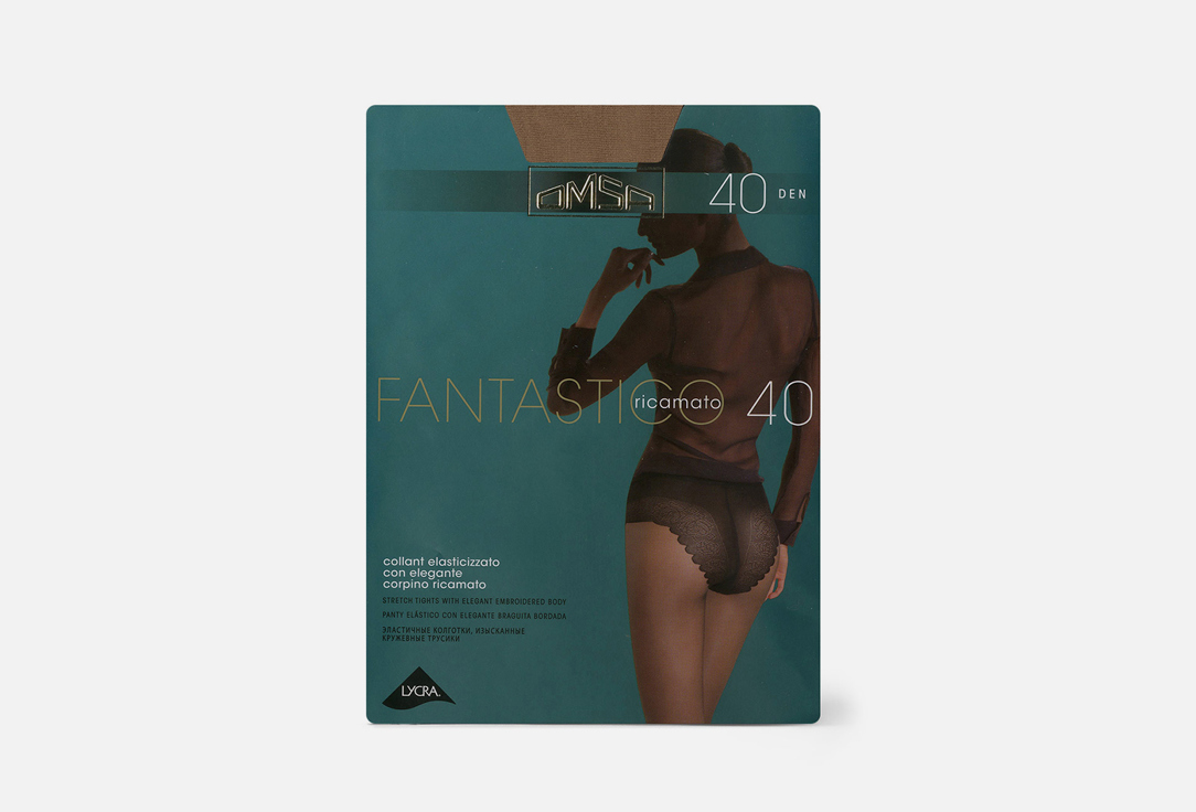 Изображение товара Колготки Omsa Fantastico Caramello 40 den с ажурными трусиками