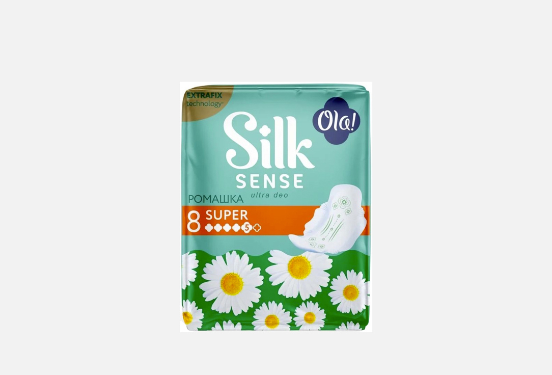 Прокладки ультратонкие, аромат Солнечная ромашка OLA Silk Sense ULTRA SUPER 8 шт мусс для интимной гигиены с миндальным маслом ola silk sense 150 мл