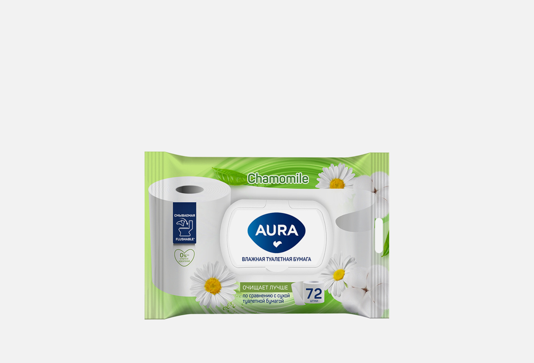 Влажная туалетная бумага AURA Sensitive 72 шт влажная туалетная бумага chamomile в упаковке с крышкой 72 шт