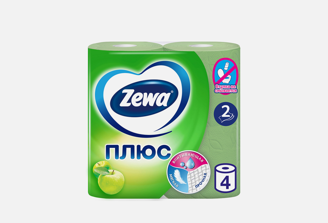 Туалетная бумага ZEWA Plus яблоко 4 шт туалетная бумага zewa plus яблоко 1 шт