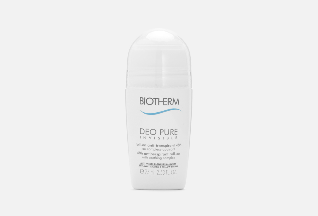 Дезодорант-ролик BIOTHERM Deo Pure Invisible 75 мл дезодоранты biotherm роликовый дезодорант для чувствительной кожи для мужчин day control ecocert