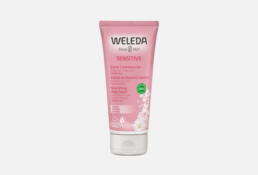 Крем-гель для душа деликатный WELEDA Almond Sensitive Skin Body Wash 200 мл weleda крем для рук деликатный 50 мл