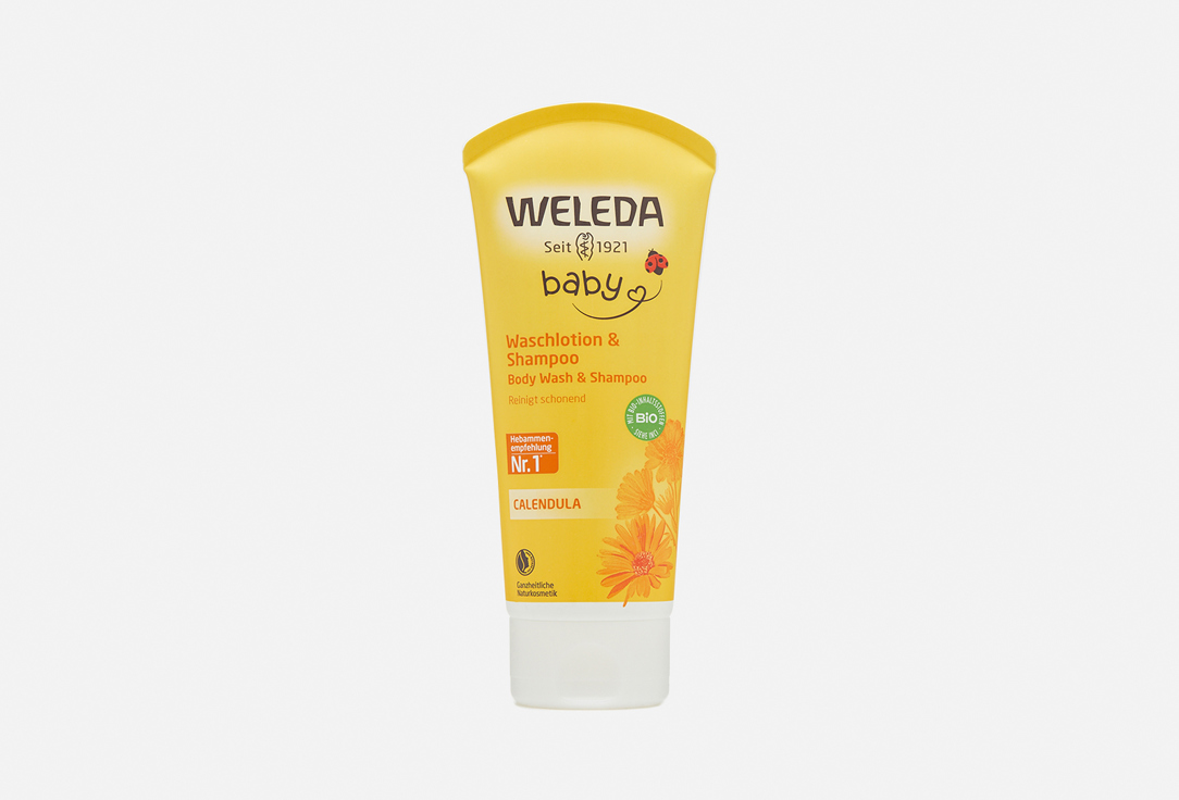 цена Шампунь-гель детский для волос и тела с календулой WELEDA Calendula Baby Wash & Shampoo 200 мл