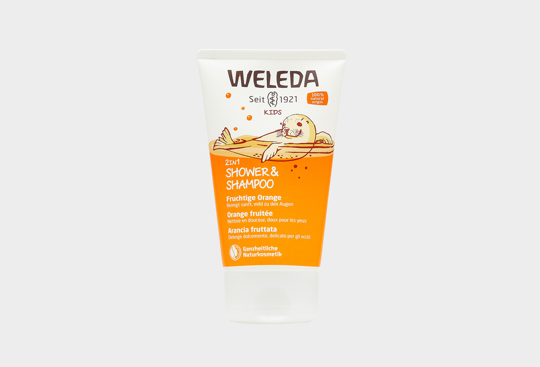 цена Детский шампунь -гель для волос и тела WELEDA Kids 2in1 Shampoo & Body Wash Happy Orange 150 мл