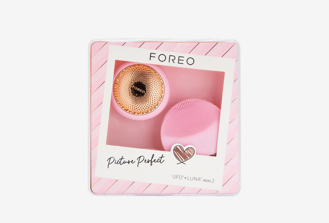 Подарочный набор смарт-маска UFO Pearl Pink + Очищающая щетка для лица LUNA mini 2 Pearl Pink FOREO Gift Set  