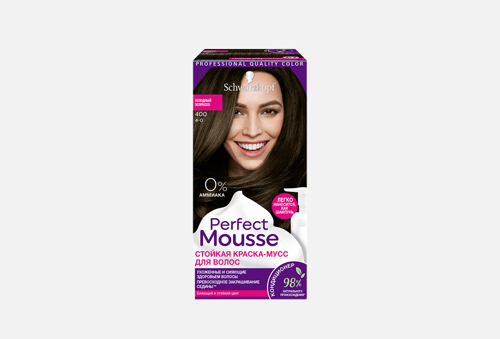 Perfect mousse Стойкая краска-мусс PERFECT MOUSSE 400 Холодный Эспрессо ...
