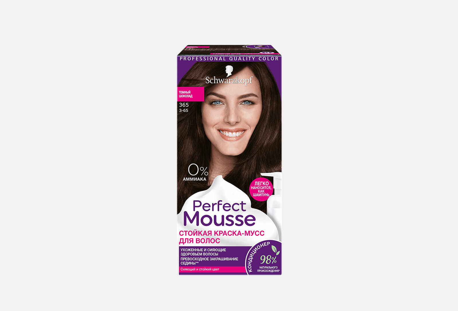 Perfect mousse Стойкая краска-мусс PERFECT MOUSSE 365 Тёмный шоколад 1 ...