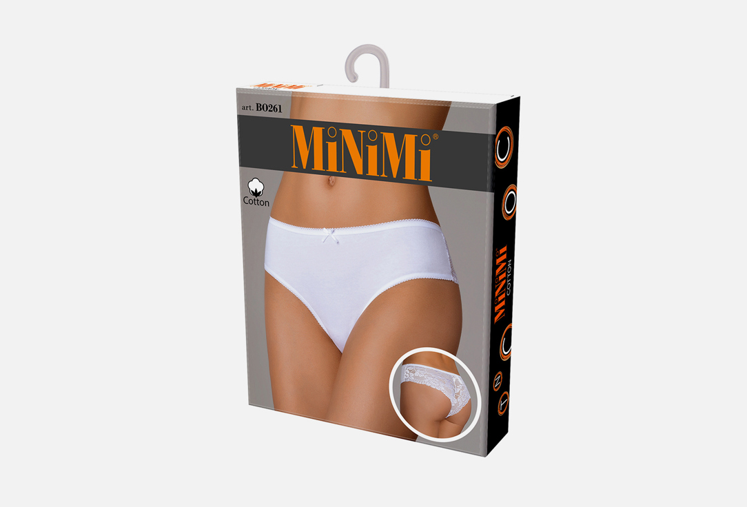 Изображение товара Трусы-бразилиана MiNiMi Brasilliana белые из хлопка с кружевом для женщин
