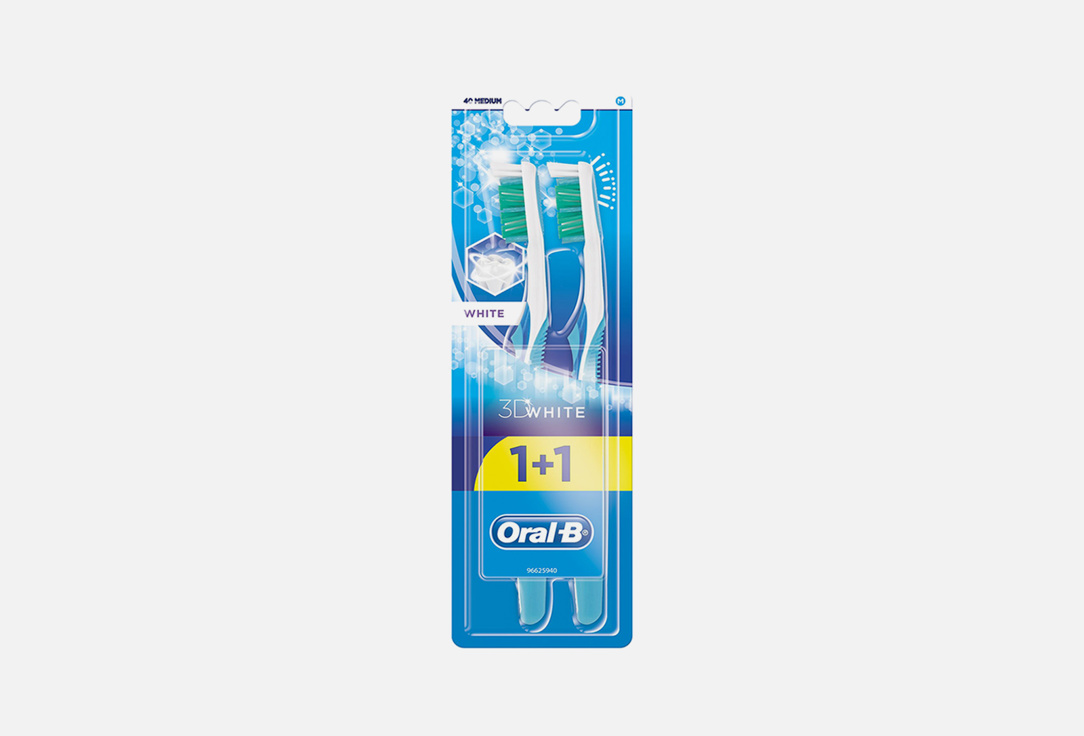 Зубная щетка средней жесткости 1+1 шт ORAL-B Oral-B 3D White Отбеливание 2 шт орал б щетка зубная 3d вайт отбеливание средняя