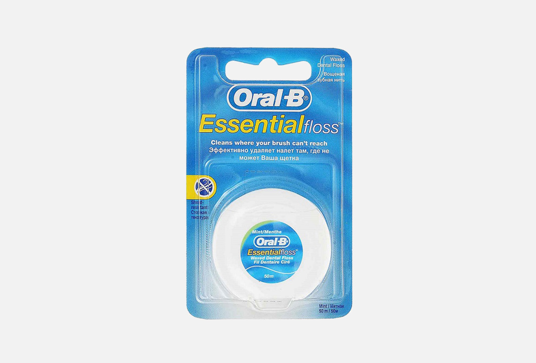 Мятная Зубная нить 50м ORAL-B Essential Floss Mint 1 шт зубная нить с хлоргексидином 50м global white fresh mint 1 шт