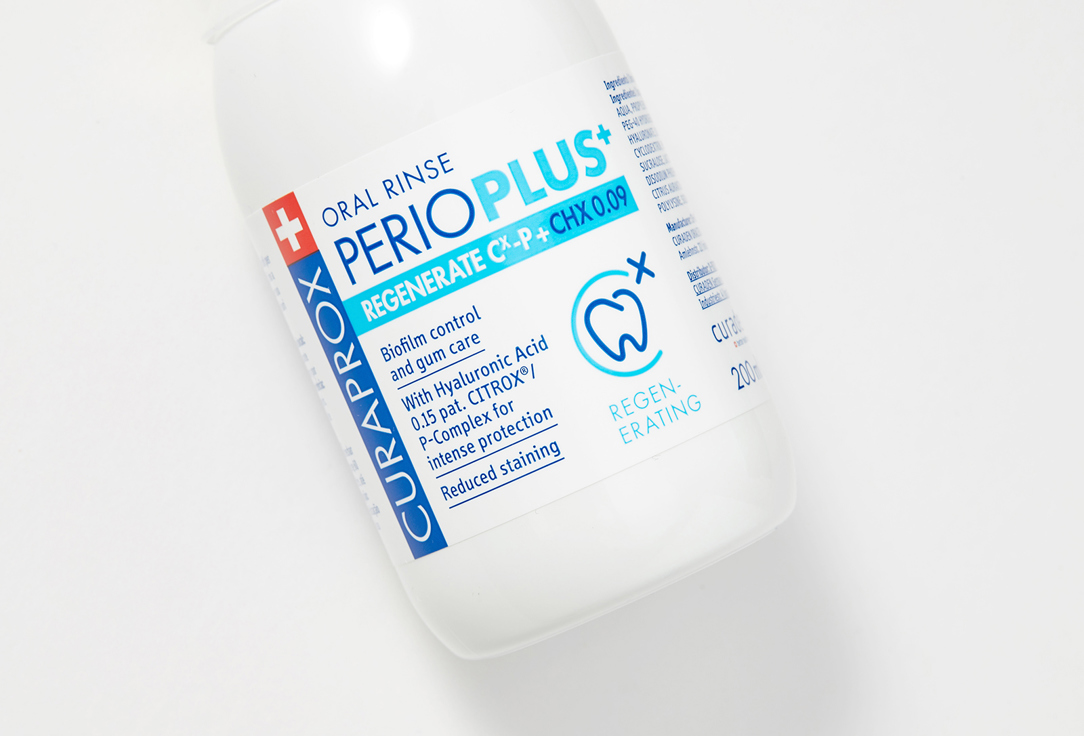 Жидкость-ополаскиватель и гиалуроновая кислота CURAPROX Perio Plus Regenerate CHX 0.09% 