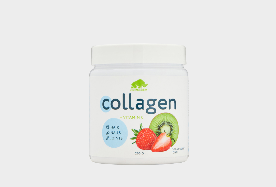 Коллаген со вкусом Клубника-киви PRIMEBAR COLLAGEN + vitamin C 200 г растительный протеин со вкусом клубничного коктейля primebar fit