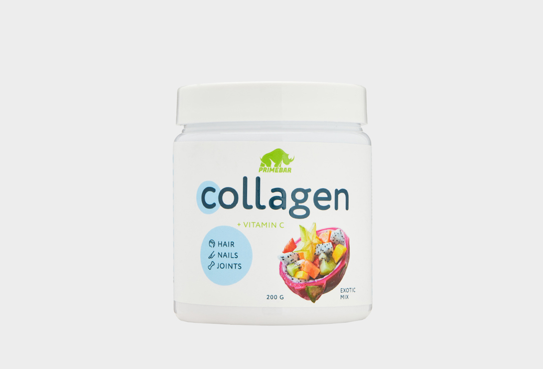 Коллаген со вкусом Экзотический микс PRIMEBAR COLLAGEN + Vitamin C 200 г растительный протеин со вкусом клубничного коктейля primebar fit