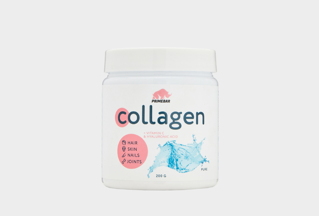 Коллаген с нейтральным вкусом PRIMEBAR COLLAGEN + Vitamin C & Hyaluronic acid 200 г sports research комплекс collagen beauty морской коллаген с нейтральным вкусом 163 г 5 75 унций