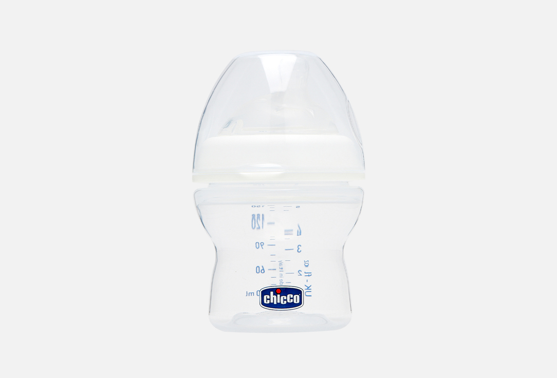 Бутылочка 0+ месяцев и силиконовая соска с наклоном и флексорами CHICCO Natural Feeling 