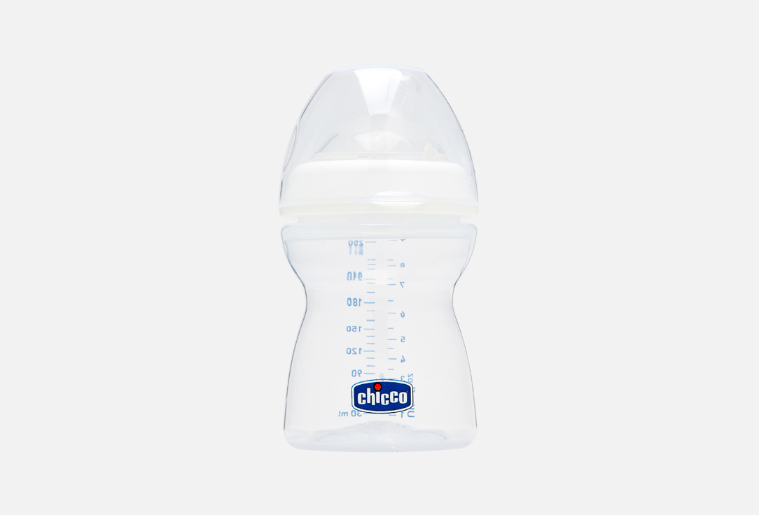 Бутылочка 2+ месяцев и силиконовая соска с наклоном и флексорами CHICCO Natural Feeling 