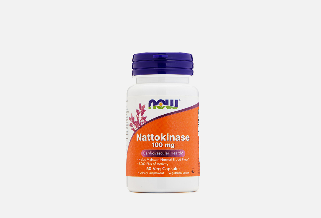 Бад для профилактики тромбоза NOW Наттокиназа 100 мг 60 шт витамин д3 2000ме капс 450мг 60 бад