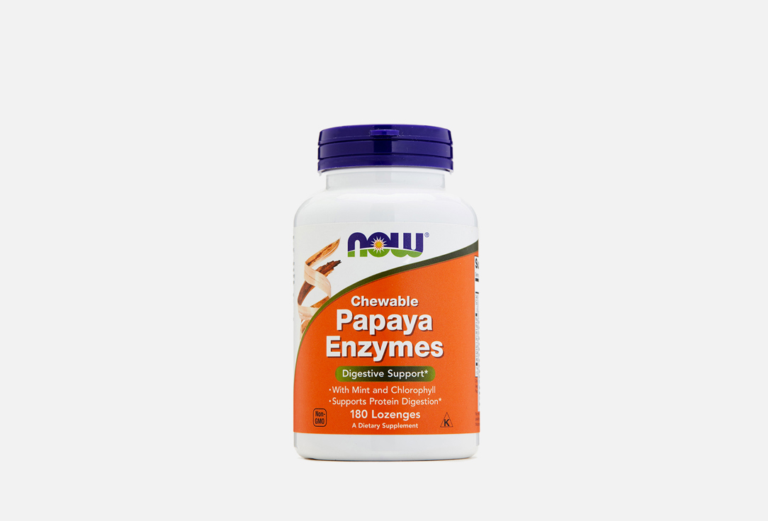 Пищевые ферменты NOW papaya enzymes в жевательных пастилках 