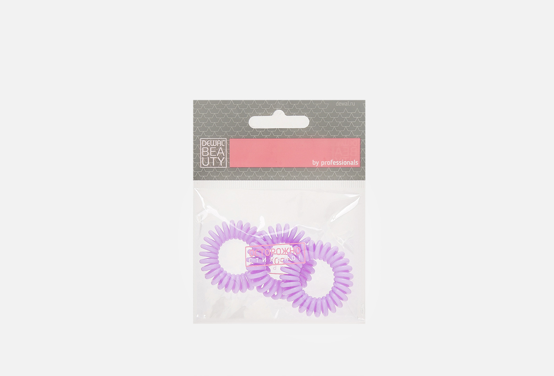 цена Резинки для волос фиолетовые DEWAL BEAUTY Пружина DBR22 3 шт