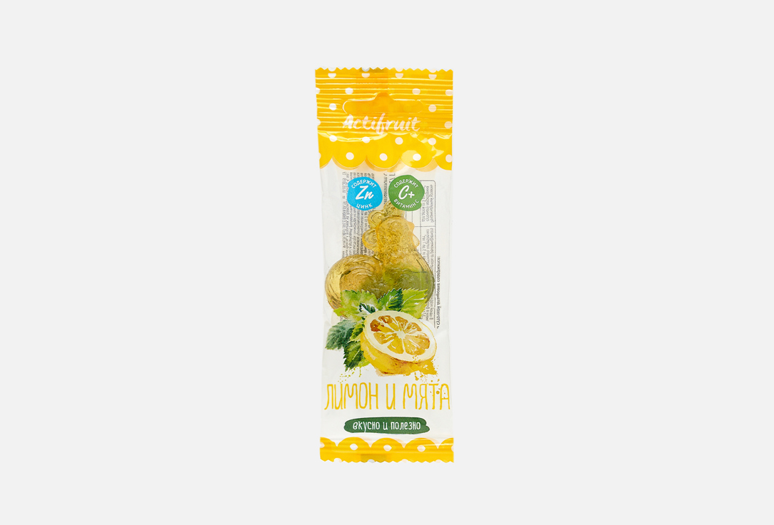 цена Леденцовая карамель с витамином С со вкусом лимона с мятой ACTIFRUIT Петушок на палочке 1 шт
