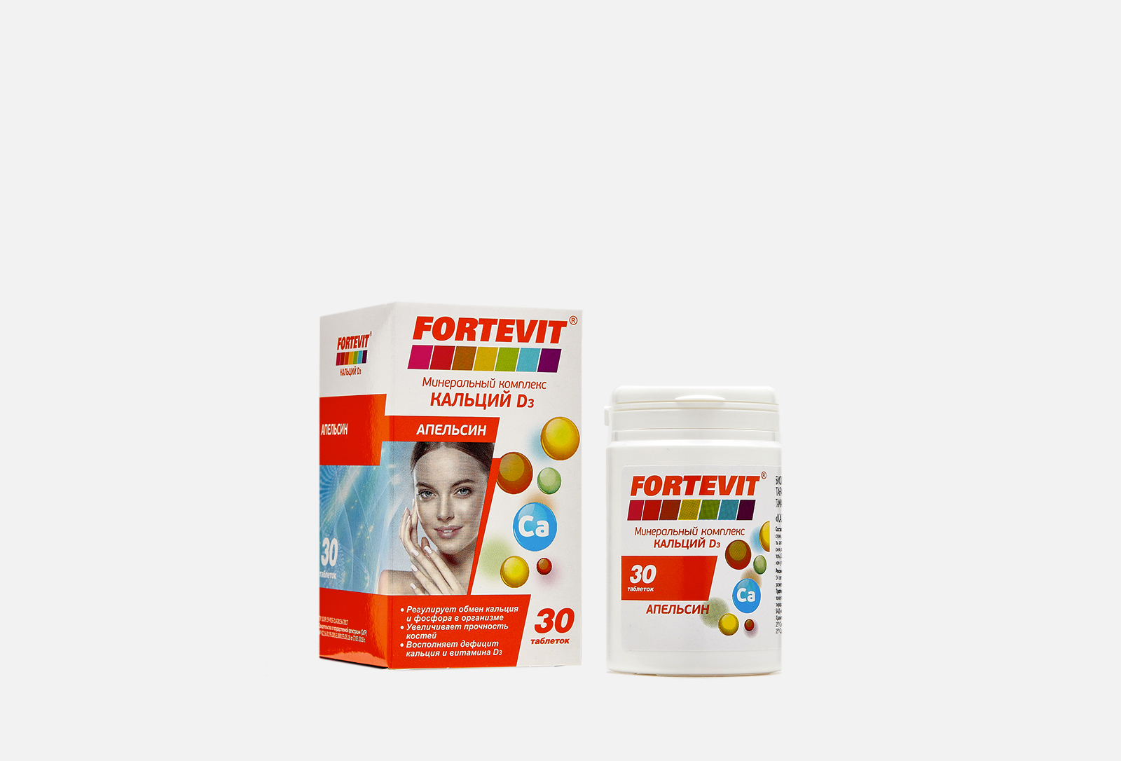 FORTEVIT Кальций, витамин D3 со вкусом апельсина в таблетках 30 шт ...