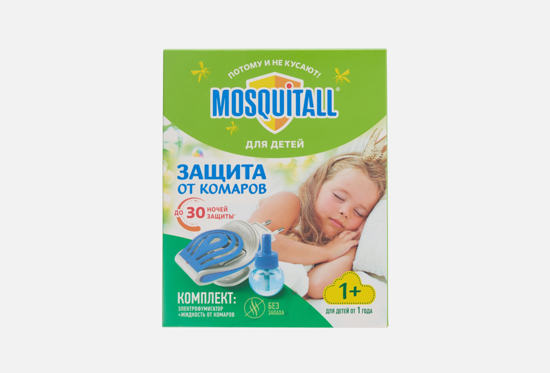 

Электрофумигатор + жидкость от комаров для детей MOSQUITALL, 30 ночей 30 мл