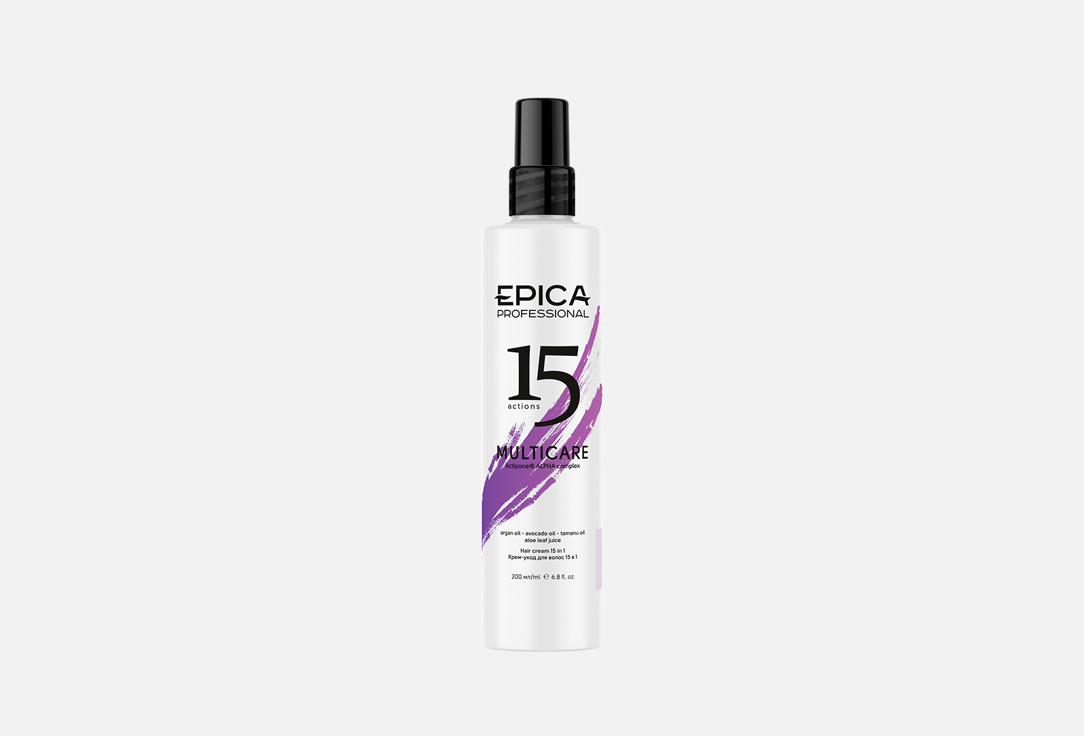 Несмываемый крем-уход для волос 15 в 1 EPICA PROFESSIONAL Haircream 15 in 1 MULTICARE 200 мл epica professional liquid crystal несмываемый флюид для увлажнения и защиты сухих волос 80 мл