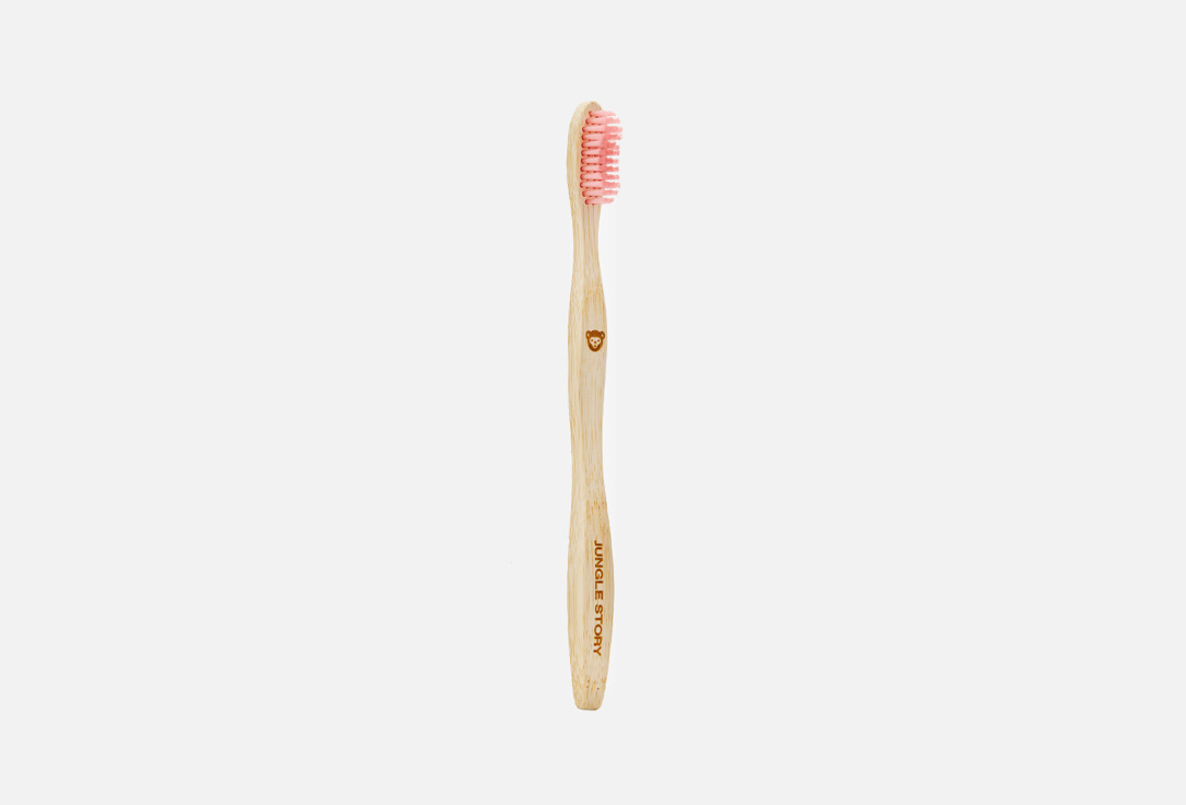 цена Зубная щетка средней жесткости JUNGLE STORY Bamboo Pink 1 шт